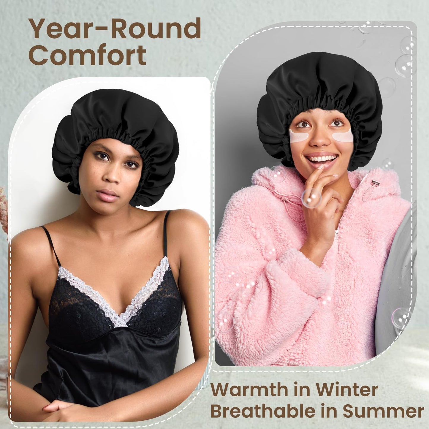 Lightweight and breathable Hat Hut satin night cap showcasing its premium inner lining