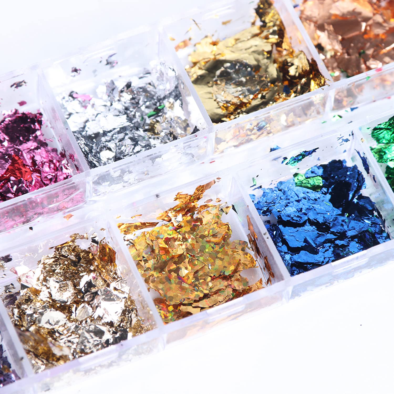Close up of Vezocim sparkly ultra-thin aluminum nail flakes