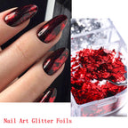 Manicure application showing 3D holographic nail flakes applied to gel polish