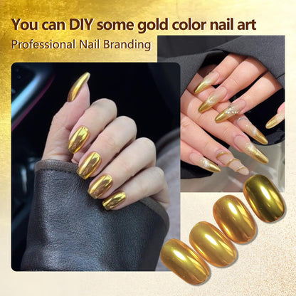 Professional salon grade gold chrome nail art accessory