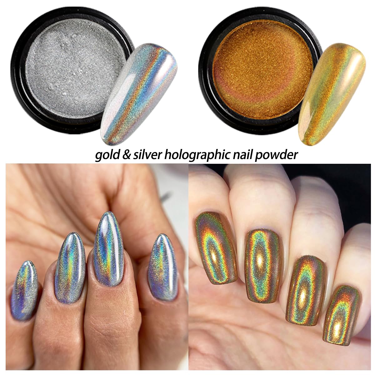 Top down view of the complete 14 color chrome powder nail kit