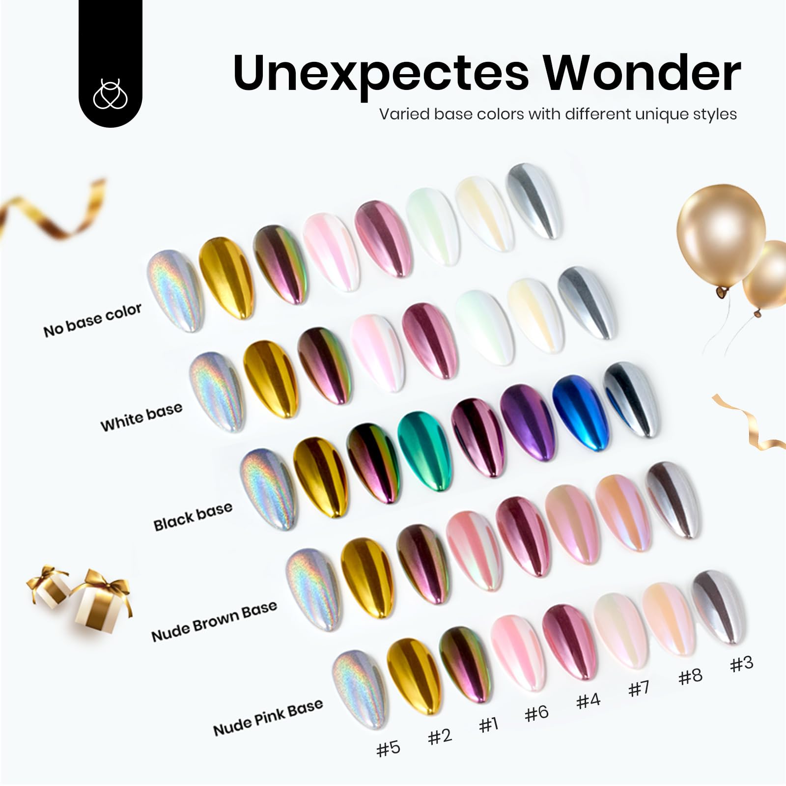 Close up of iridescent chrome nail art application