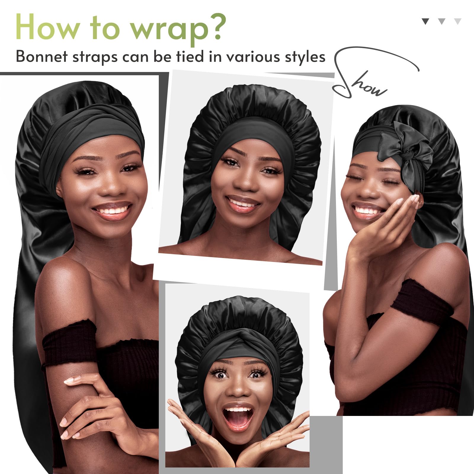 Bonnet Queen foldable sleep cap showing length for braids