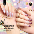 Manicure showcasing glossy aurora nail art effect