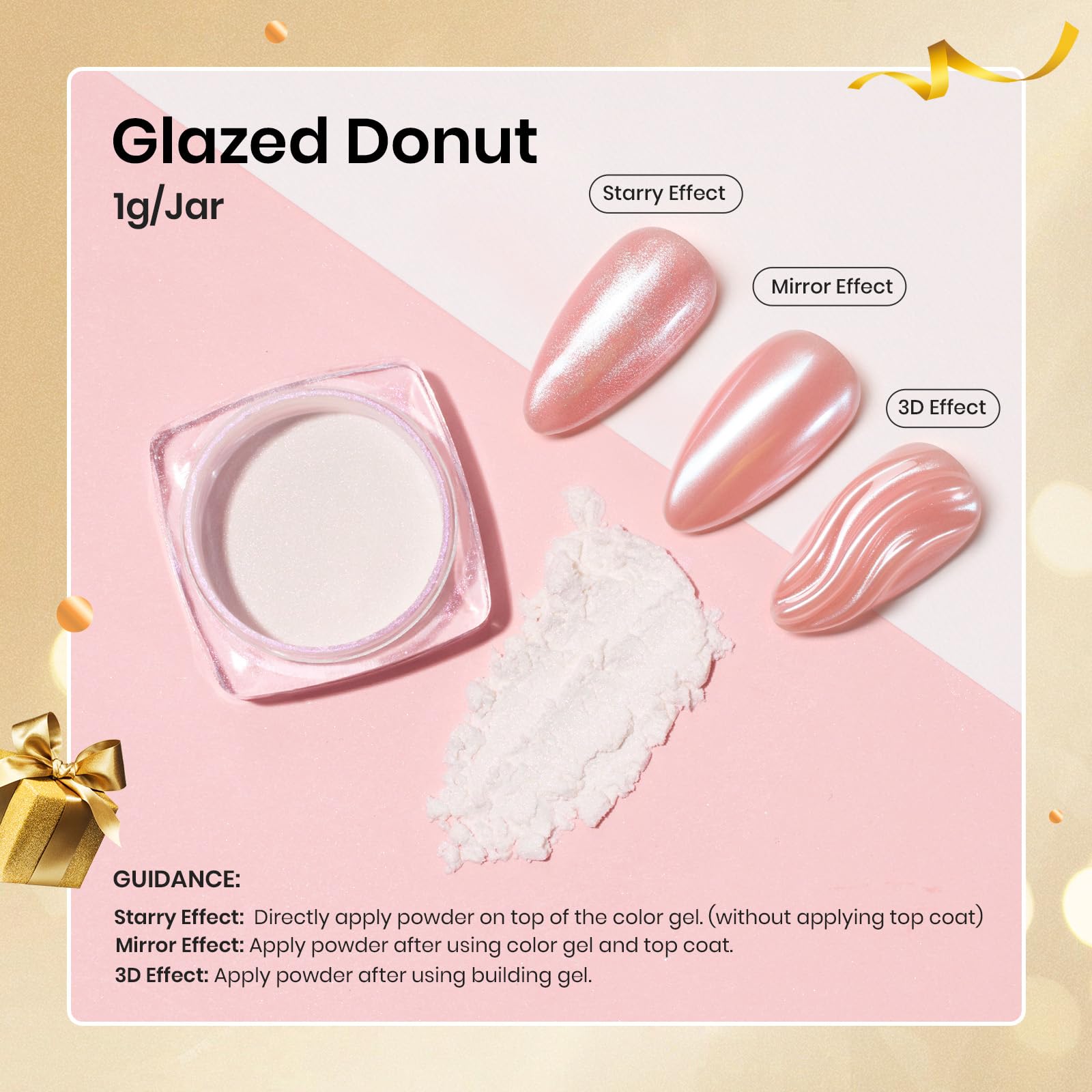 Application of holographic pigment on polished nails
