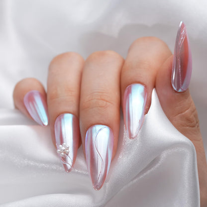 Application of Pretty Diva chrome powder on gel manicure