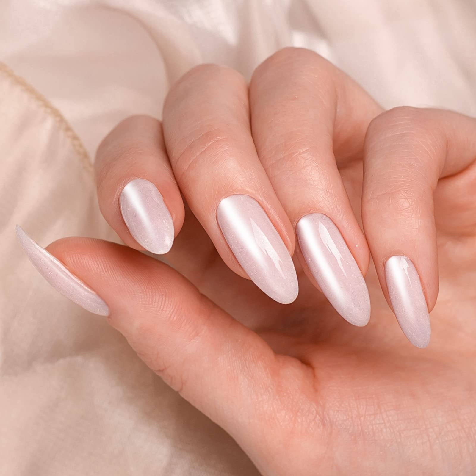 Professional nail art created with pearl chrome pigment