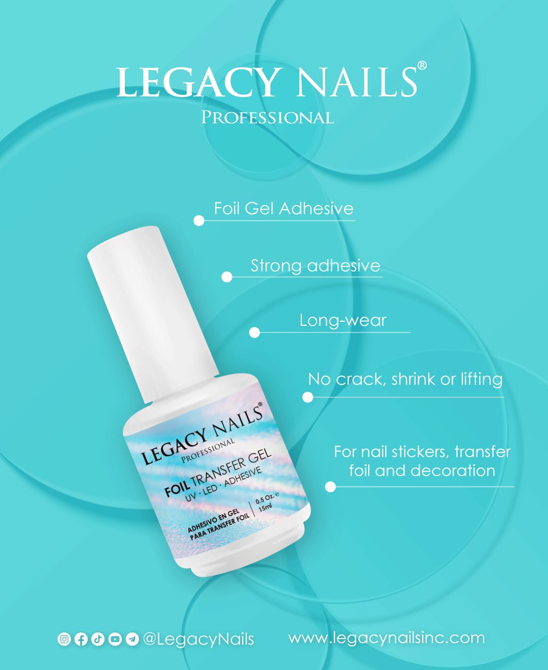 Close up of Legacy Nails Professional Foil Transfer Gel label