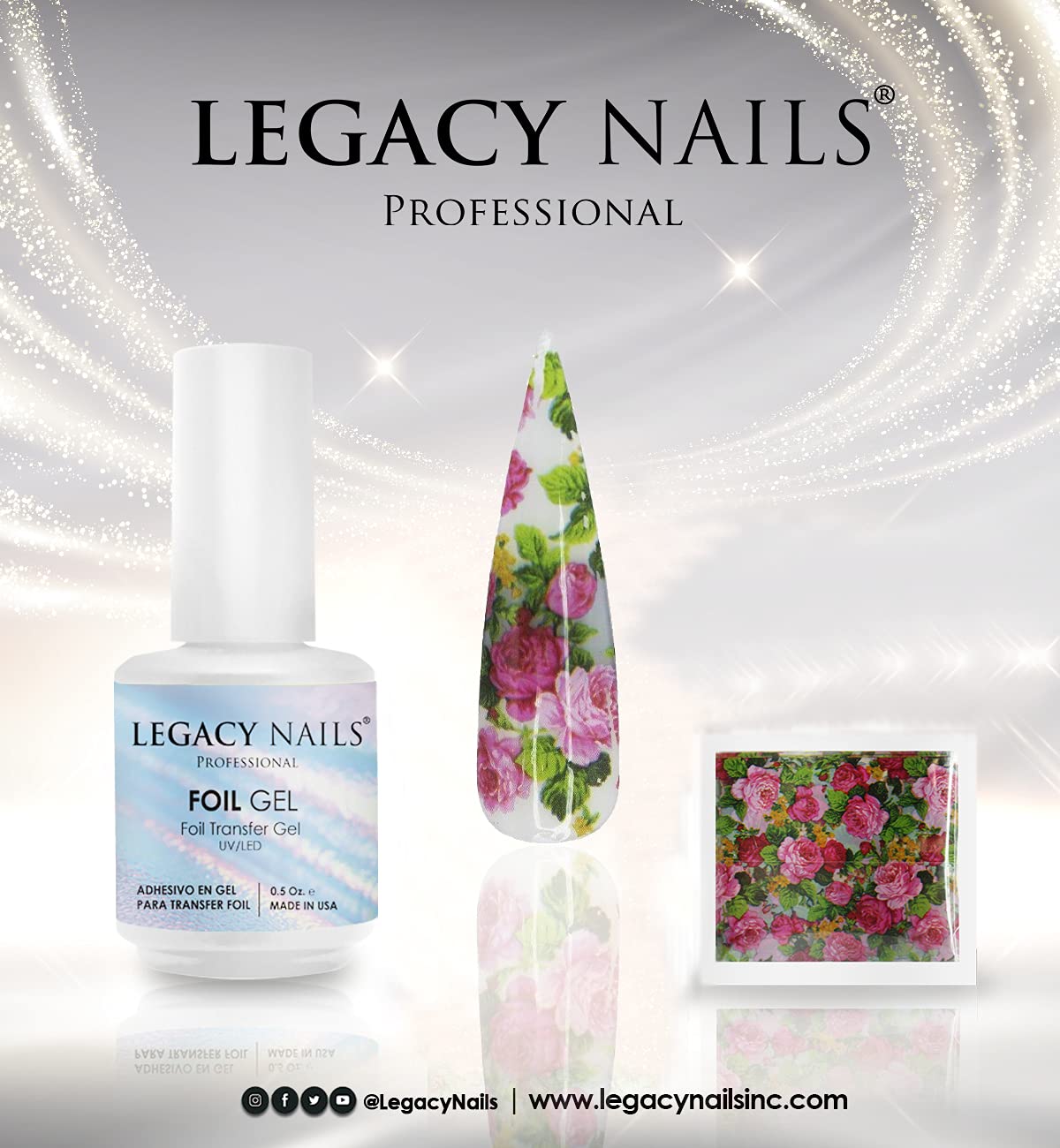 Top down view of Legacy Nails Professional Foil Transfer Gel bottle