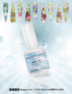 Legacy Nails Professional Foil Transfer Gel applied on acrylic nail extensions
