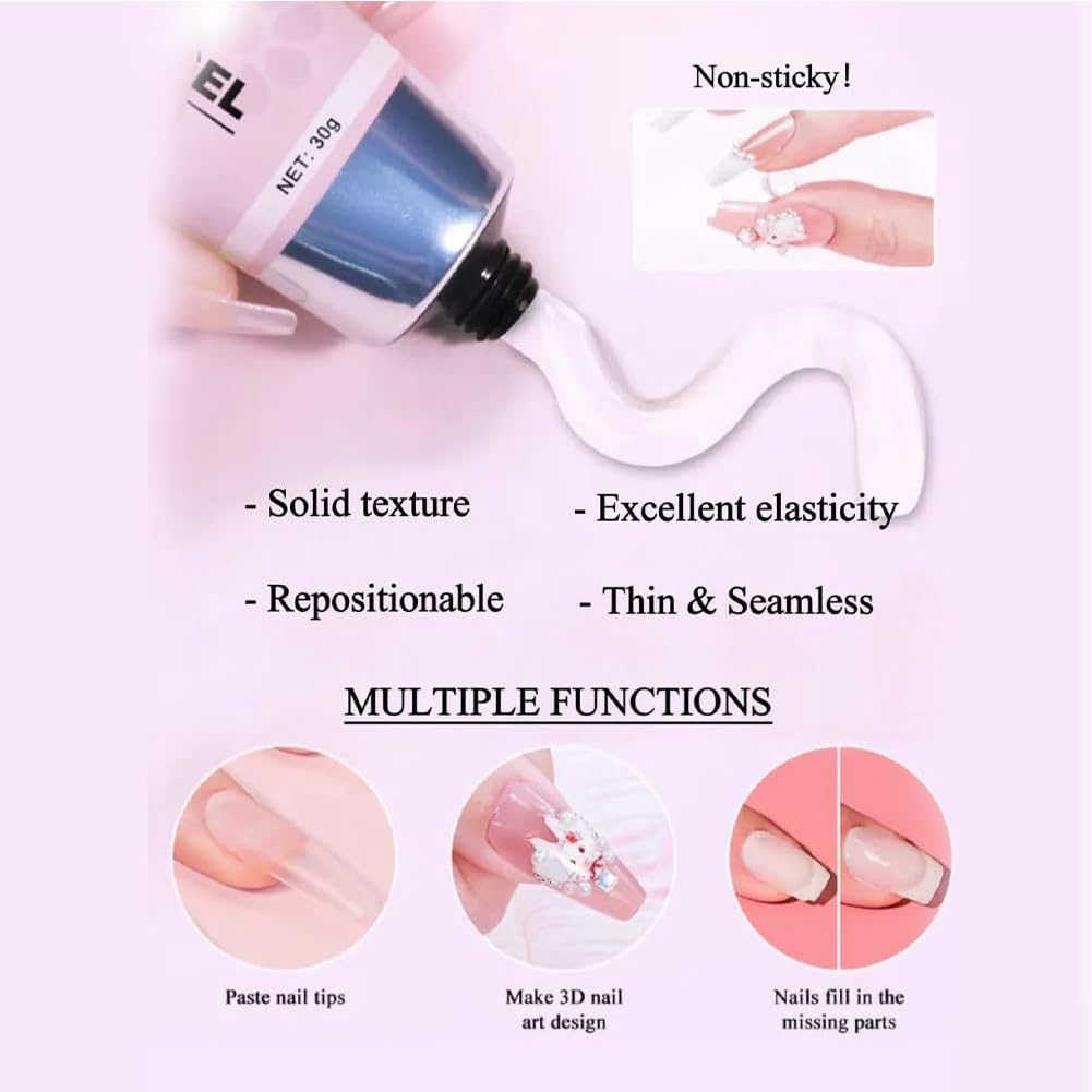 Applying solid nail glue to press-on nail tips
