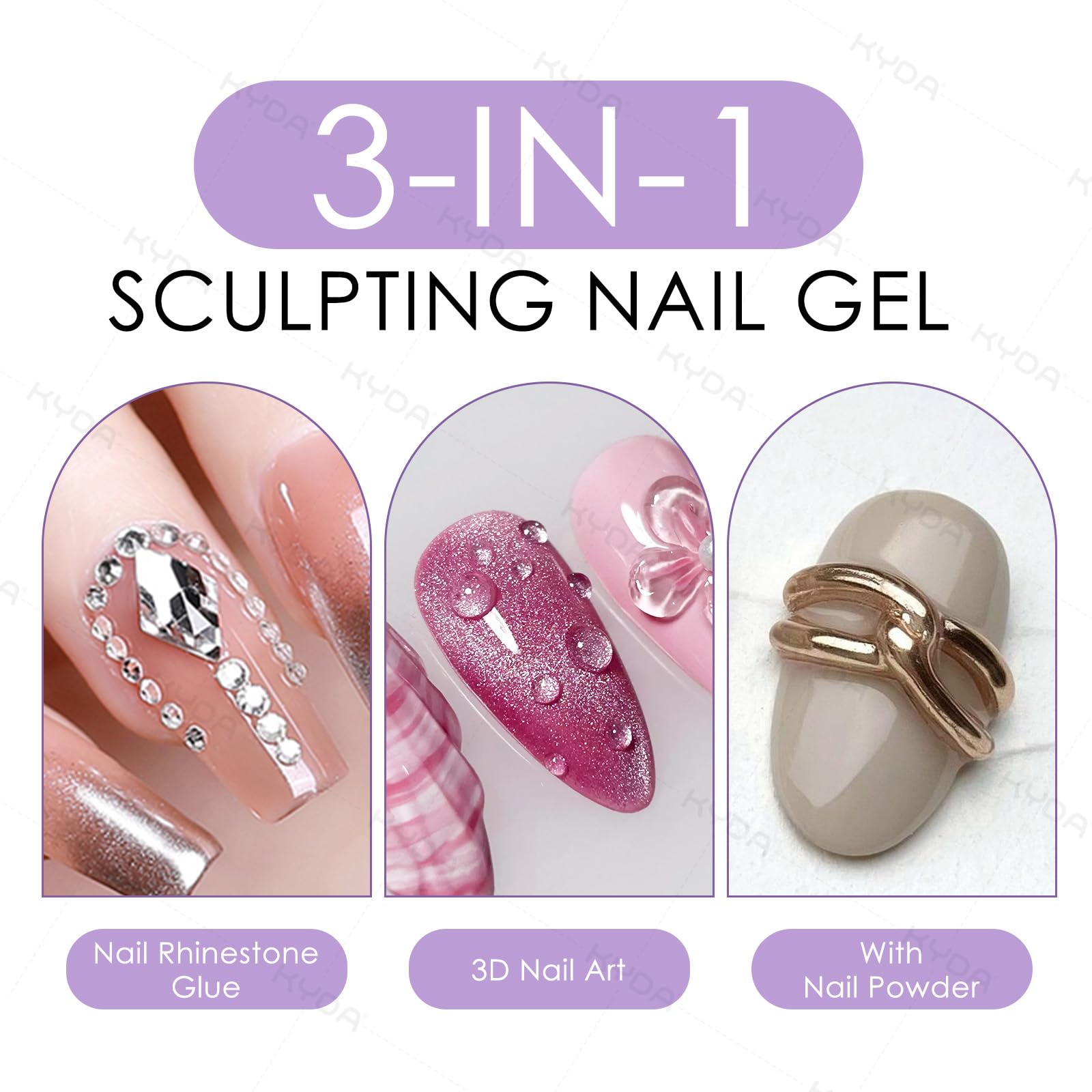 Close up of Kyda clear 3D nail art sculpting gel texture