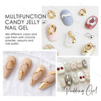 Rhinestone glue application showing secured gems on nails