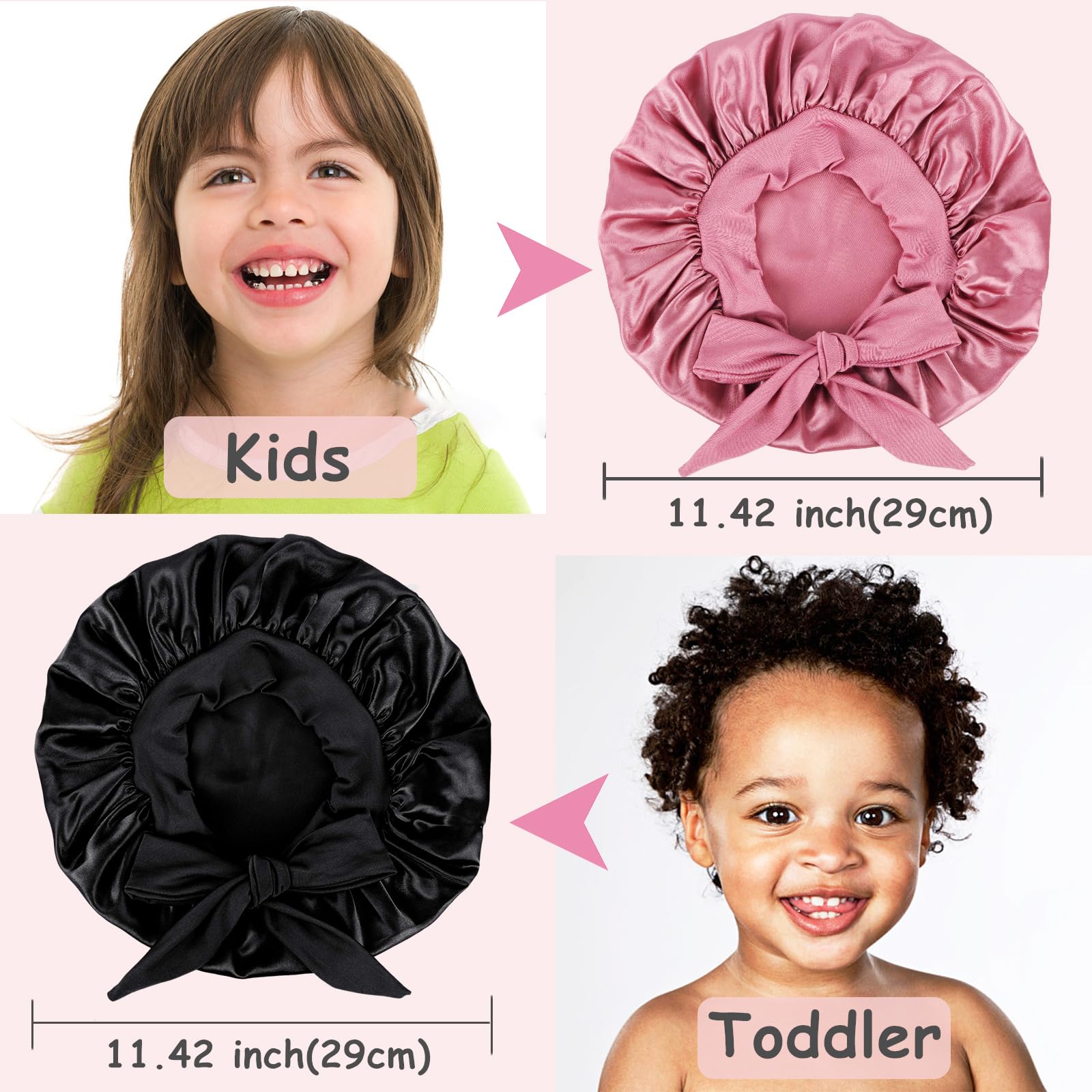 Himoswis children hair care bonnet set displaying the secure adjustable strap design