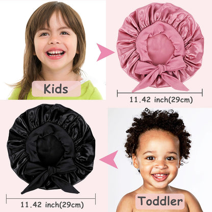 Himoswis children hair care bonnet set displaying the secure adjustable strap design
