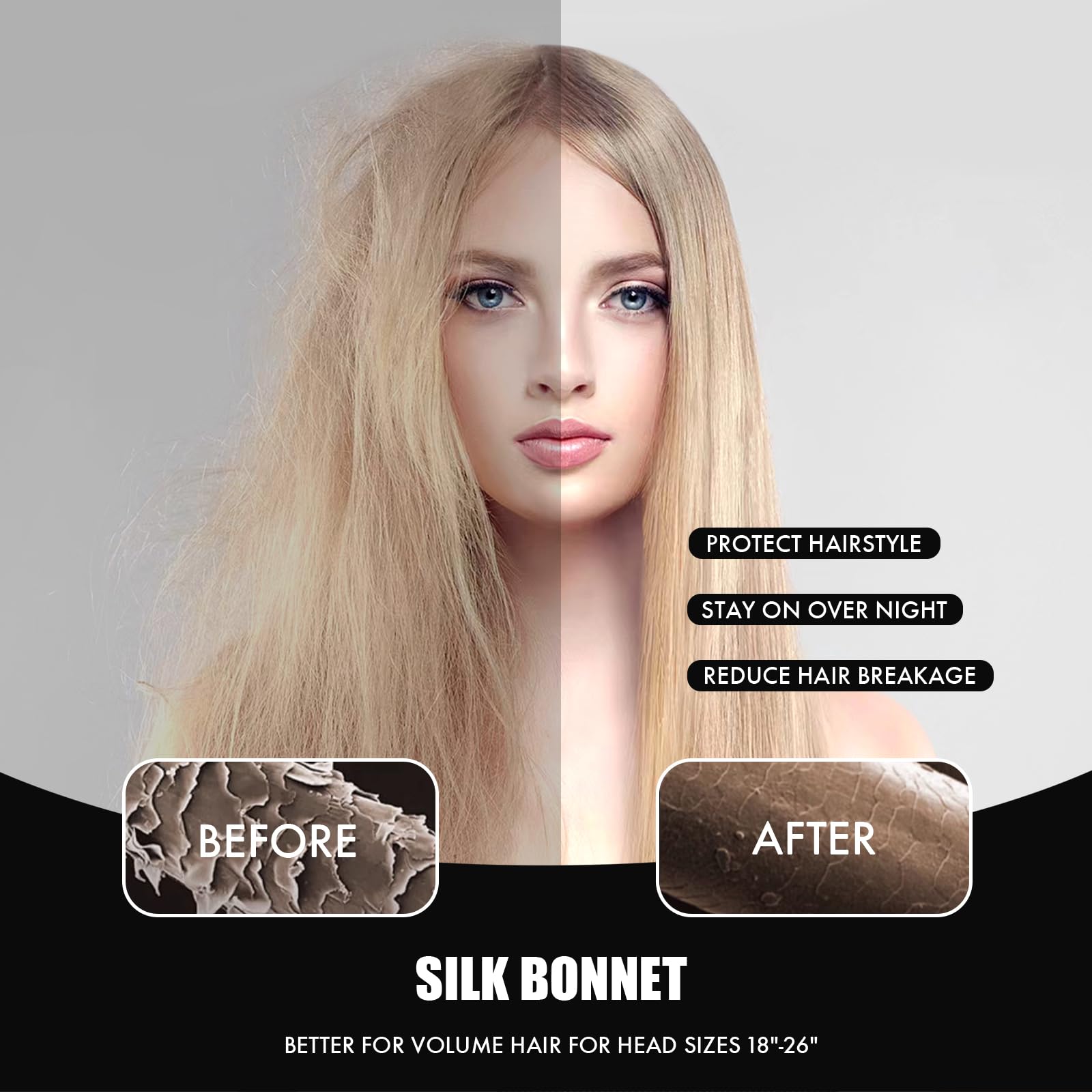 Doitory double layer satin lined night cap for curly hair protection