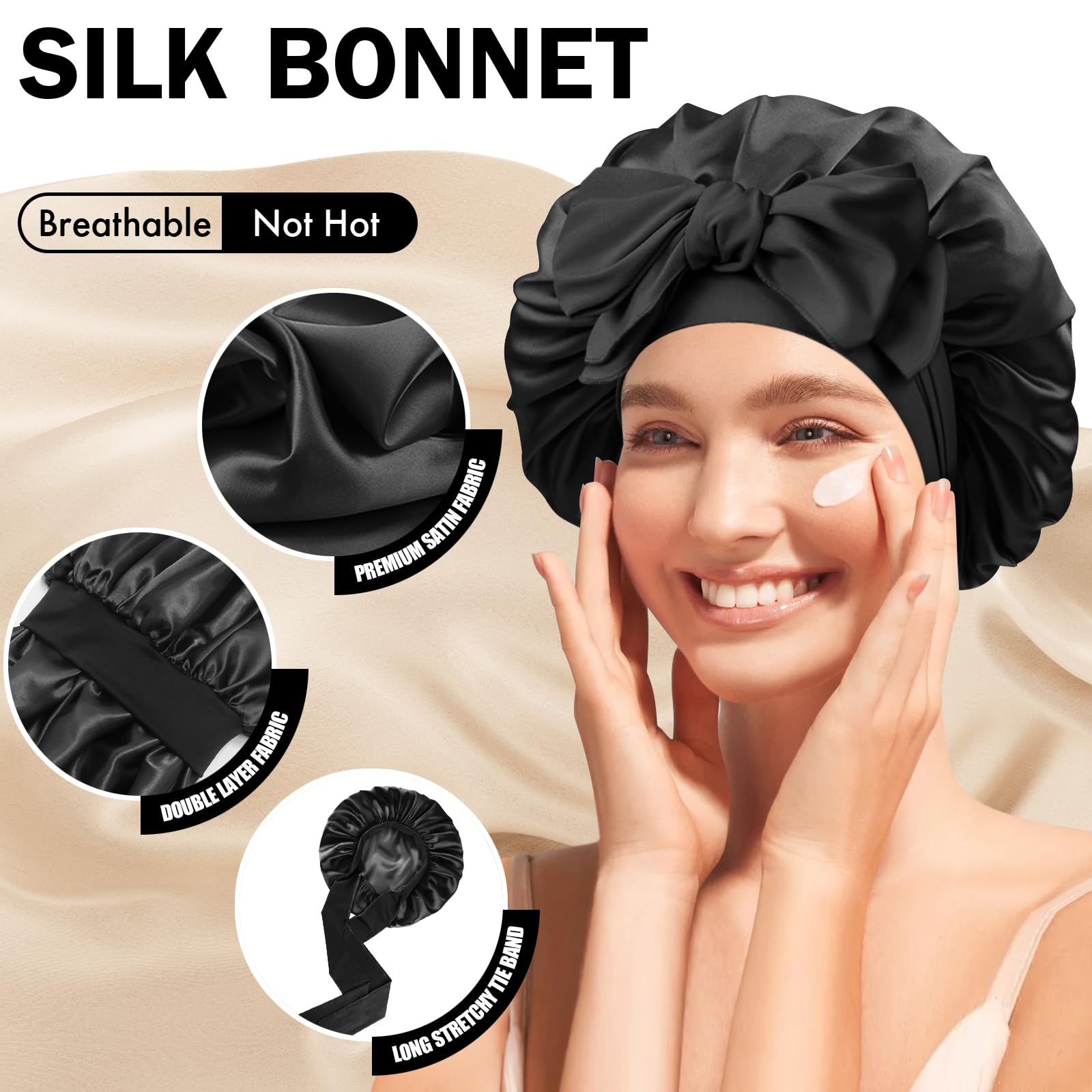 Doitory adjustable soft sleep head wrap for natural hair care