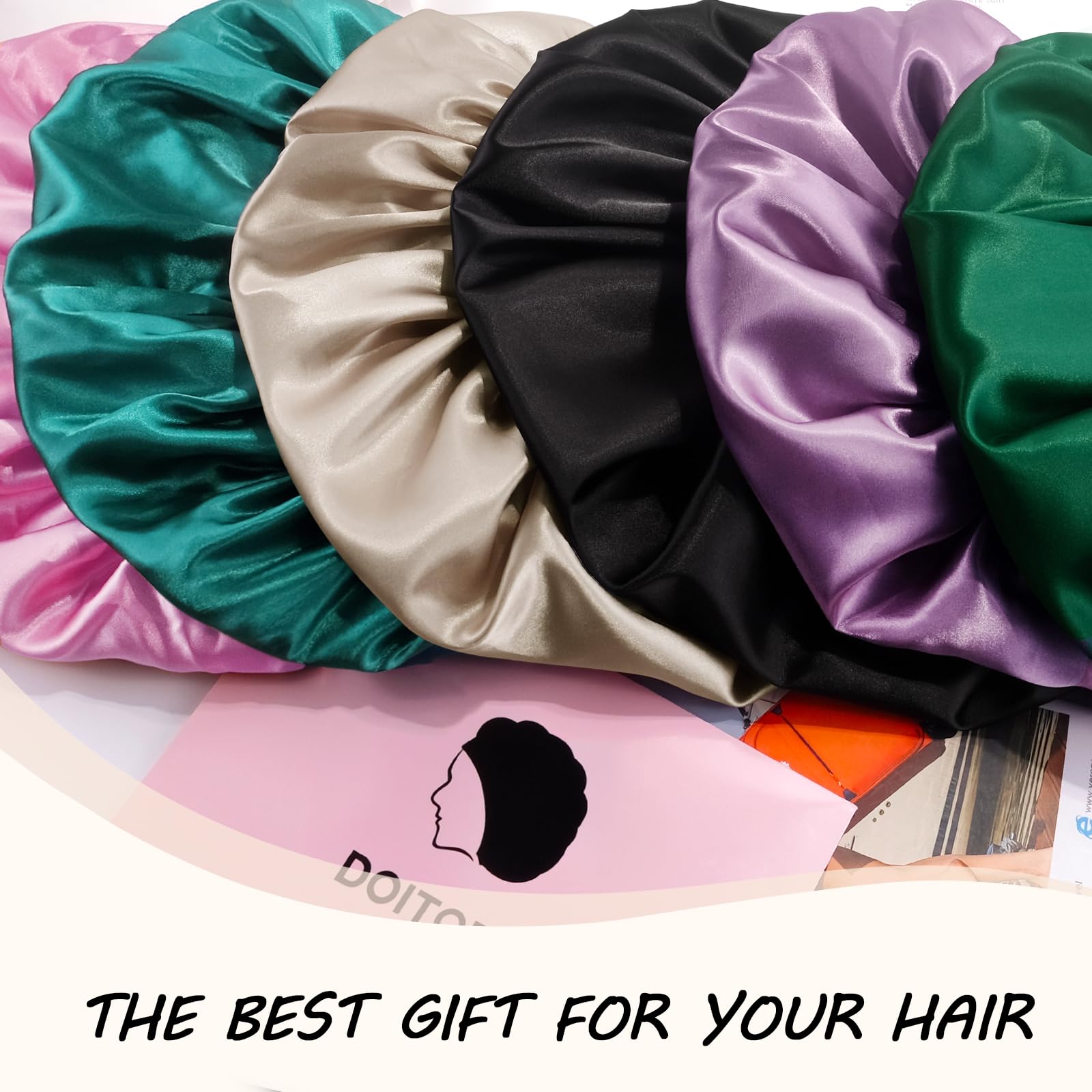 Doitory moisture retaining satin night cap back view detail