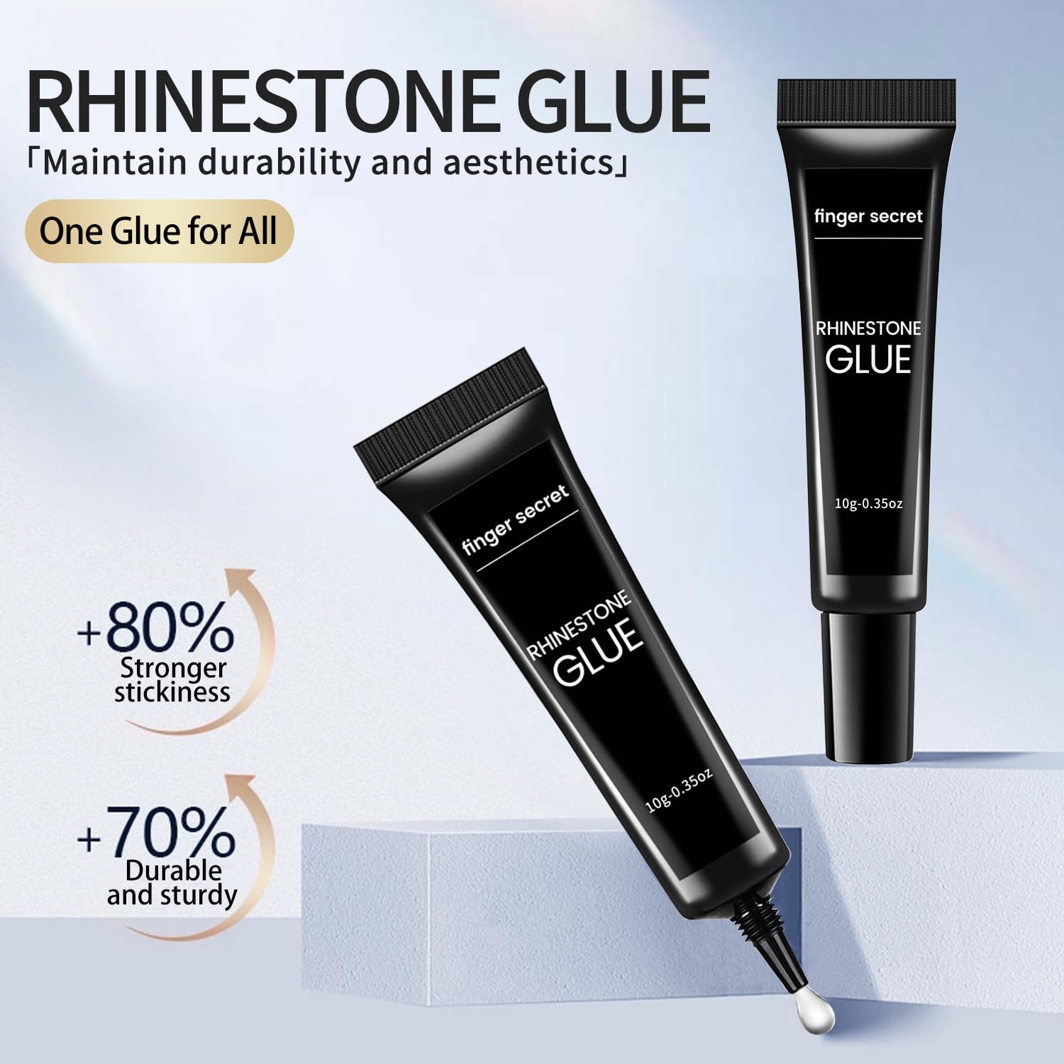 Close up of MustuVerve nail art adhesive gel tubes