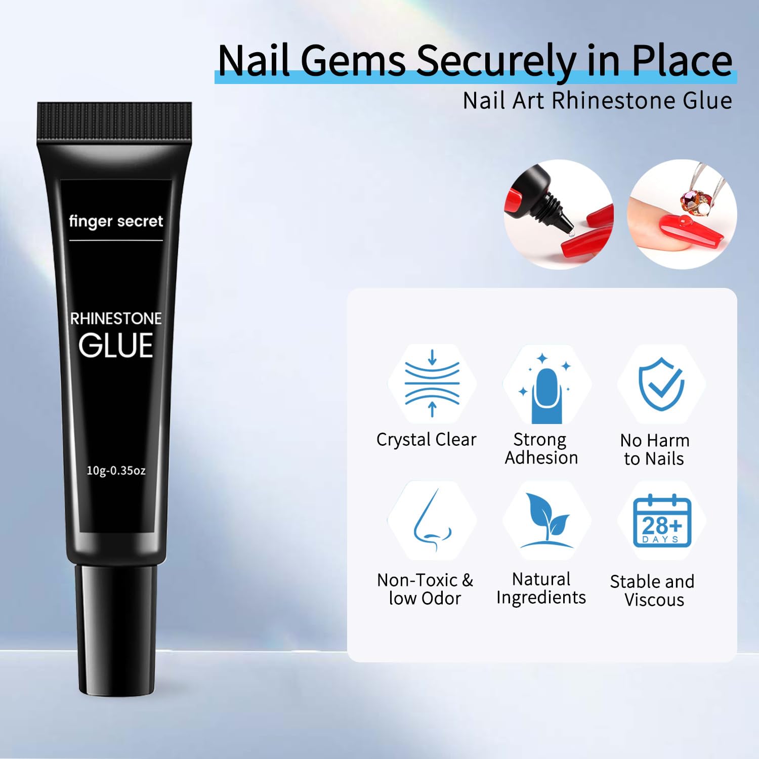 MustuVerve rhinestone glue gel applying gems to nails