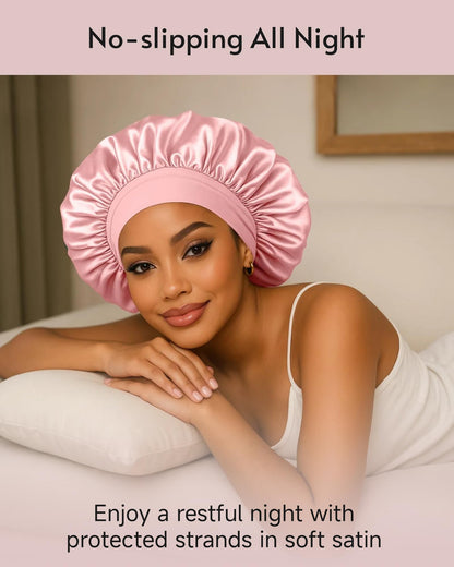 WJing Yi Jia hair bonnets set showing the spacious volume perfect for holding thick natural hair.