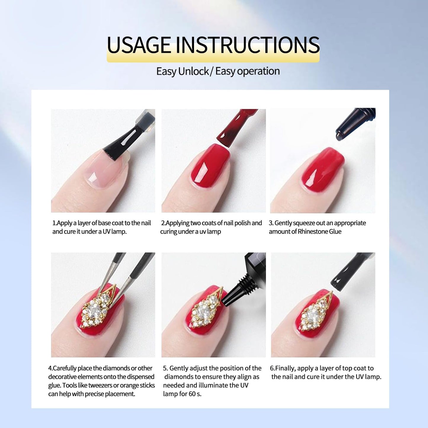 Professional nail art setup using MustuVerve glue gel