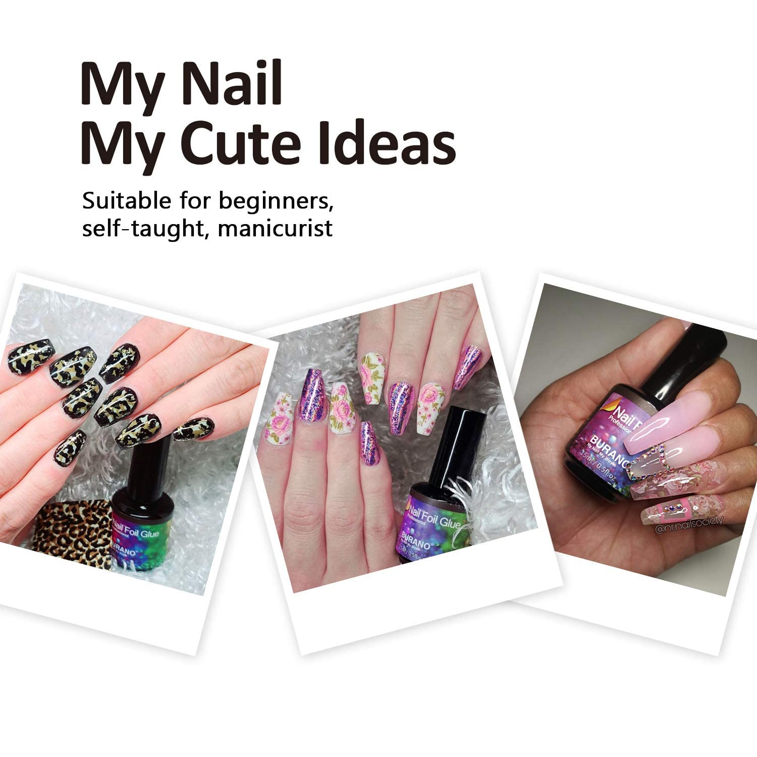 Set of 40 decorative nail art foil stickers for transfer