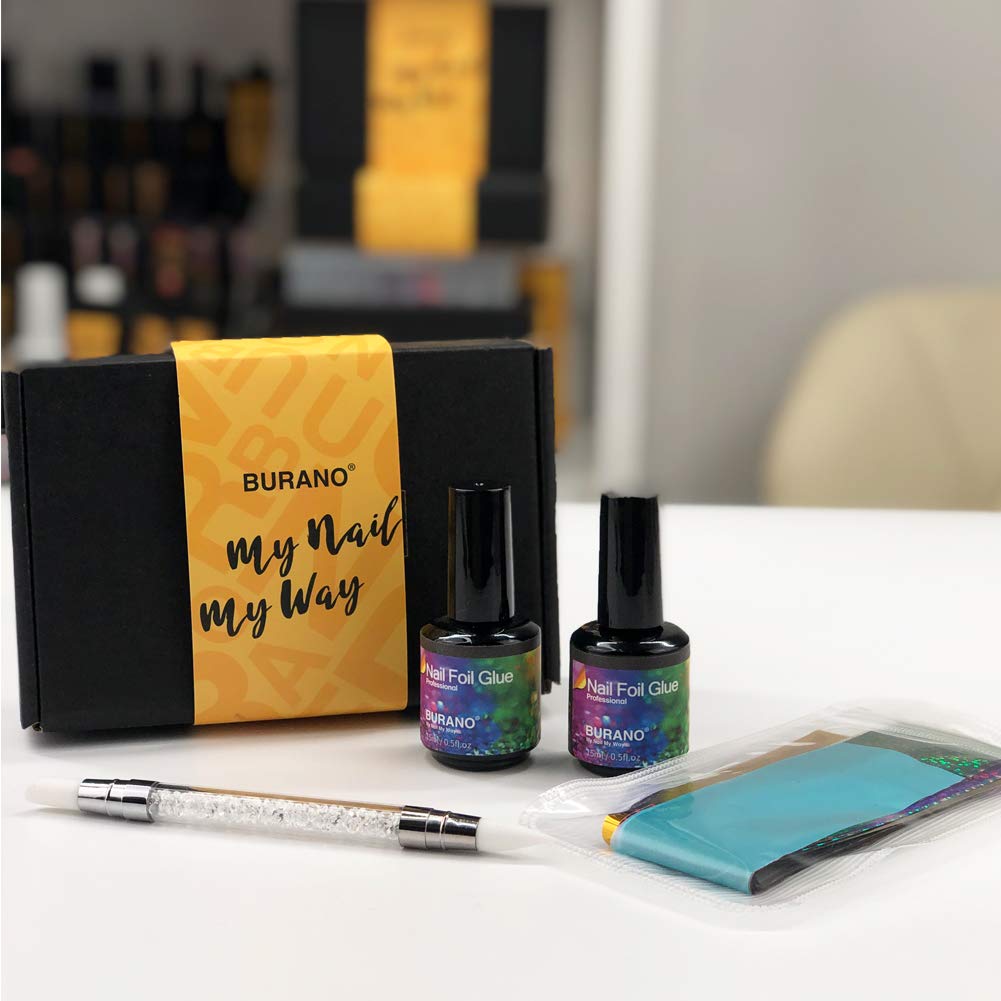 Professional manicure application using BURANO foil glue gel