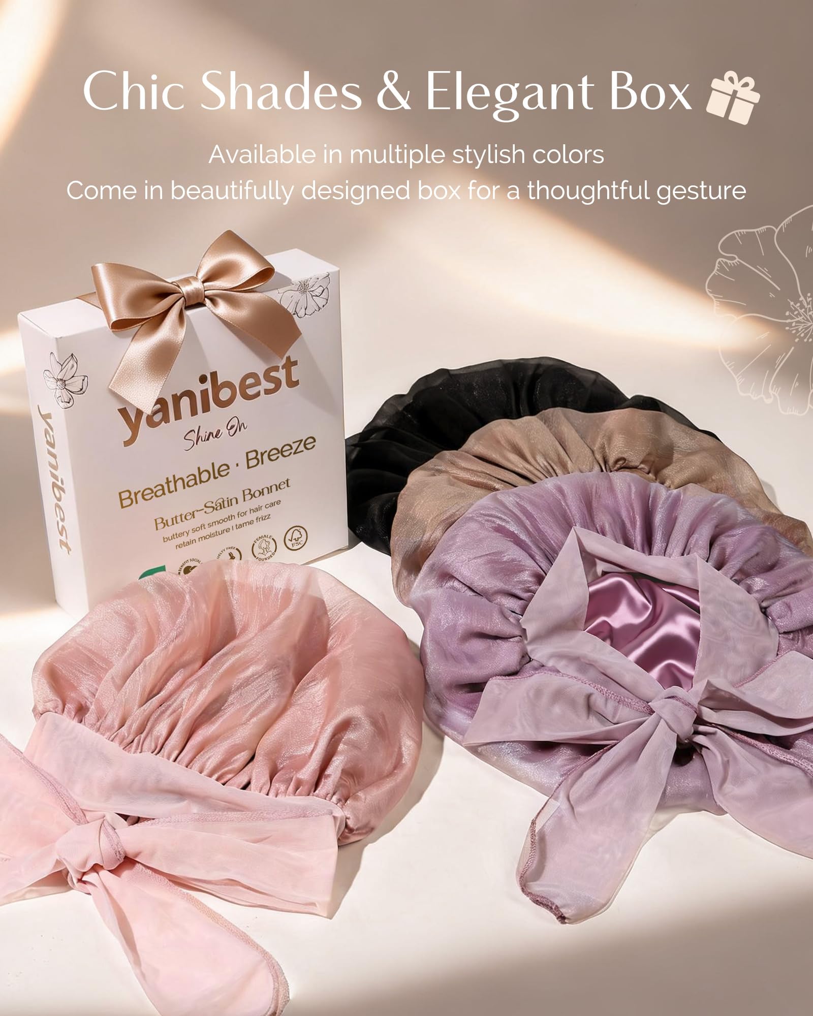YANIBEST non slip curly hair bonnet showing the roomy interior space for hairstyles