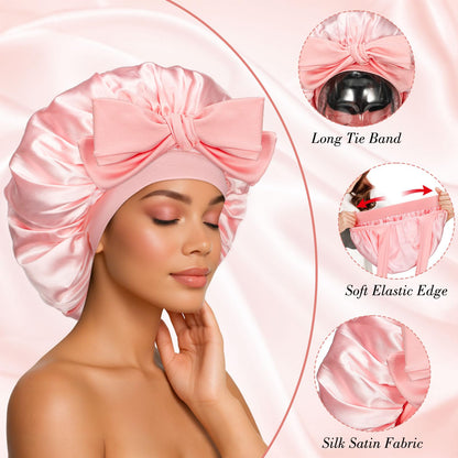 Adjustable tie band hair wrap for nighttime curl protection and frizz prevention