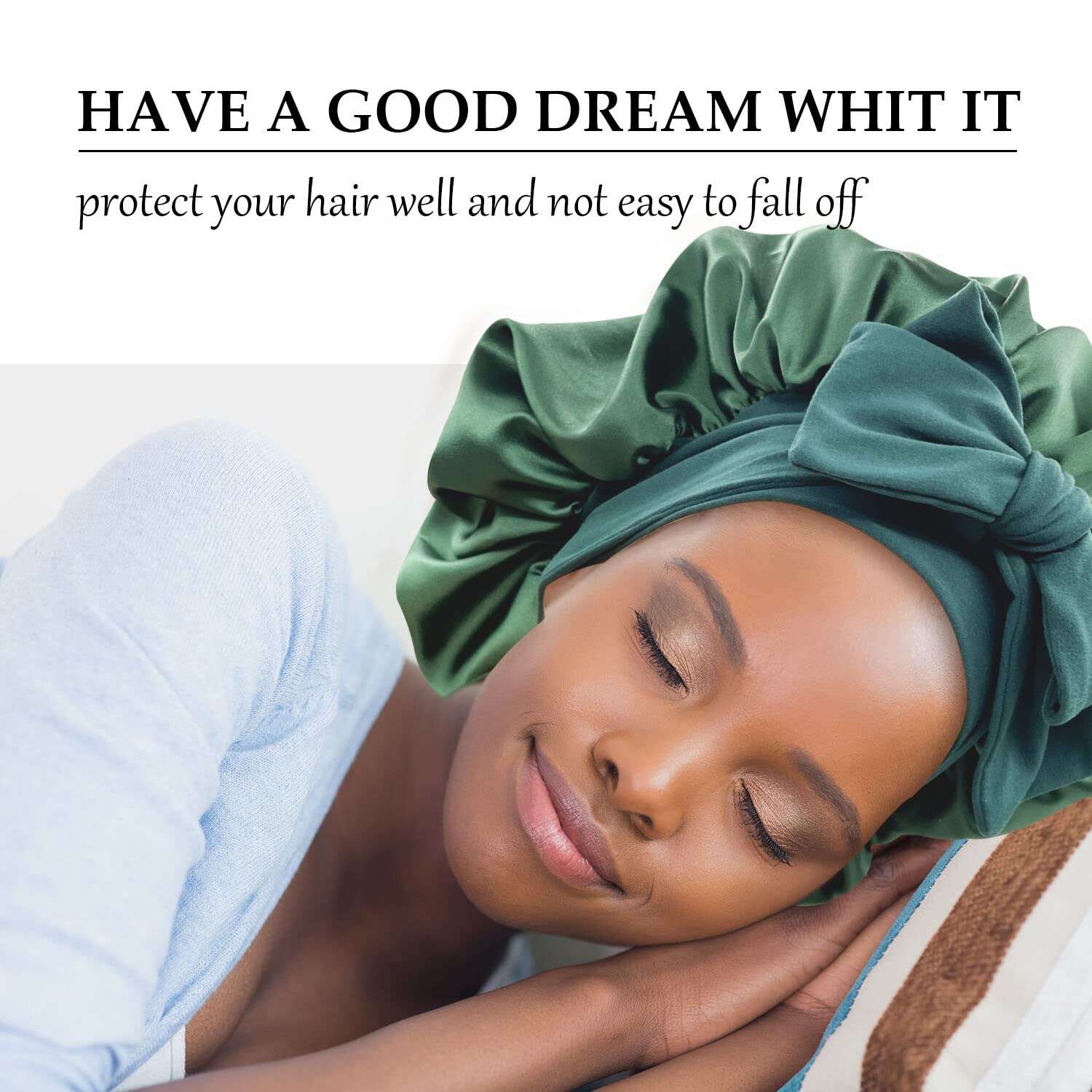 GiLi night sleep cap showing the adjustable tie band and straps