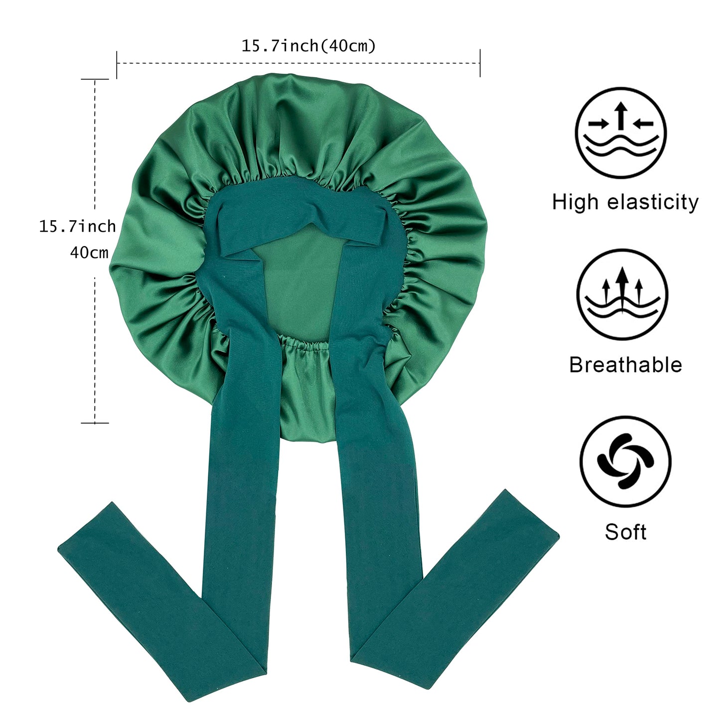 Hunter green satin bonnet for curly and braided hair protection