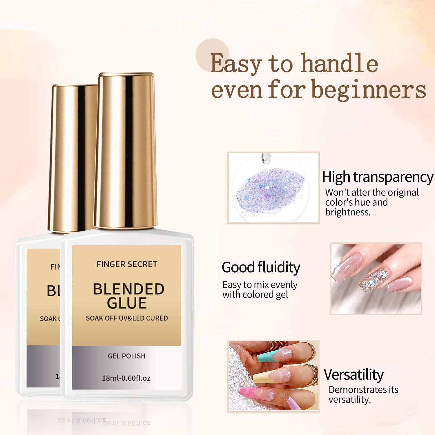 Clear gel nail polish thinner for glitter suspension