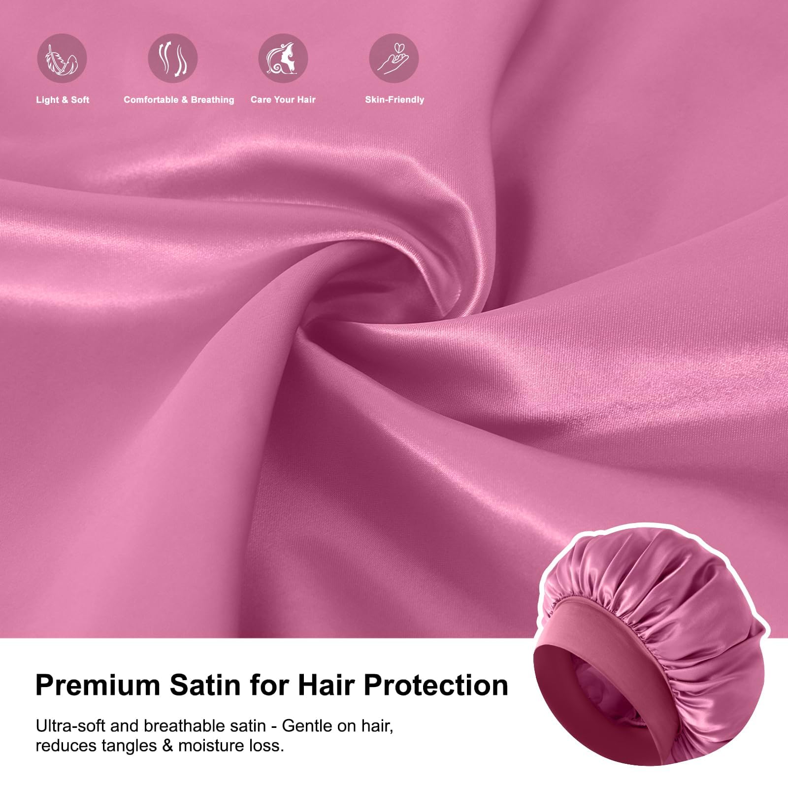 Breathable silky night sleeping cap set for protective hairstyles.
