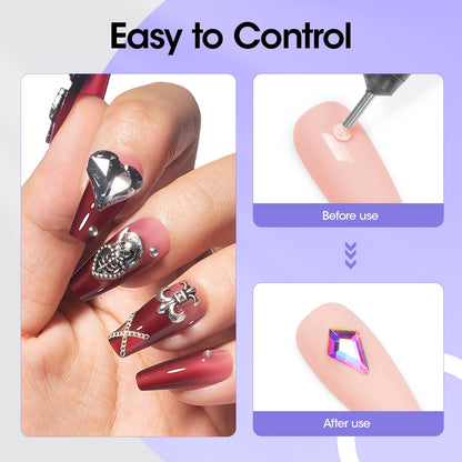 Professional nail technician using Gellen adhesive gel