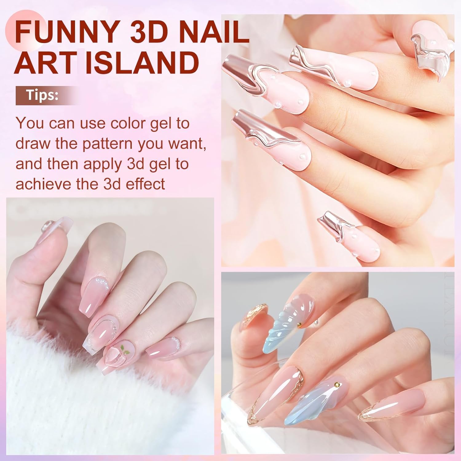 Close up of 15g 3D nail sculpting gel tube packaging