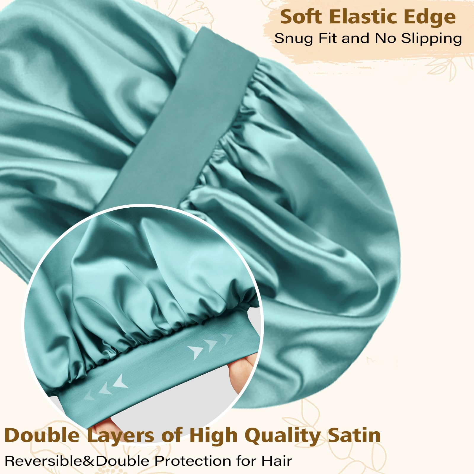 Premium double layer hair bonnet by Adubor showcasing the smooth reversible satin lining