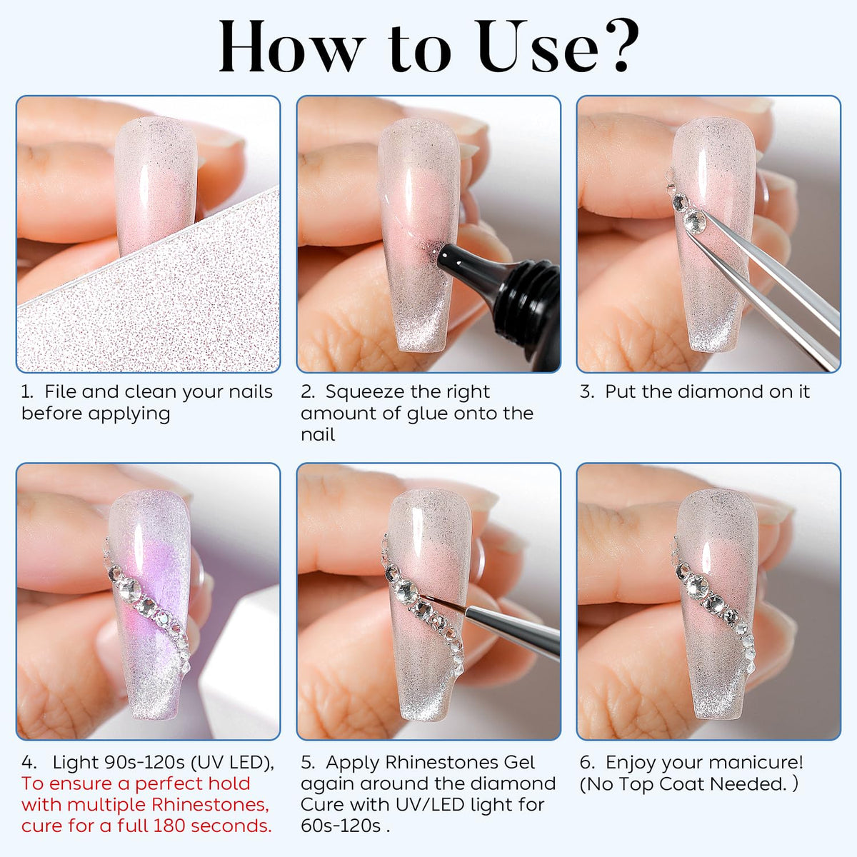 Professional nail art design created using Nicedeco strong adhesive gel