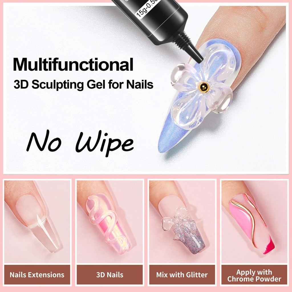 Musilan 3D nail molding glue texture demonstration