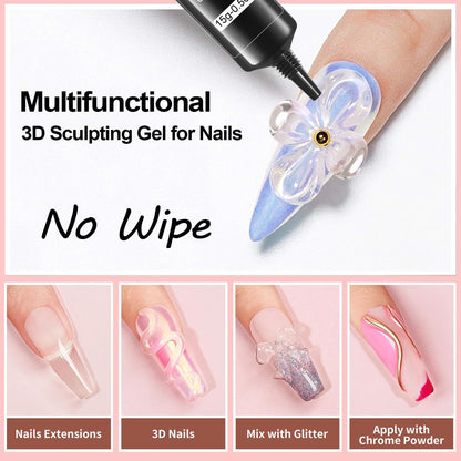 Clear builder gel being used for 3D floral nail art design