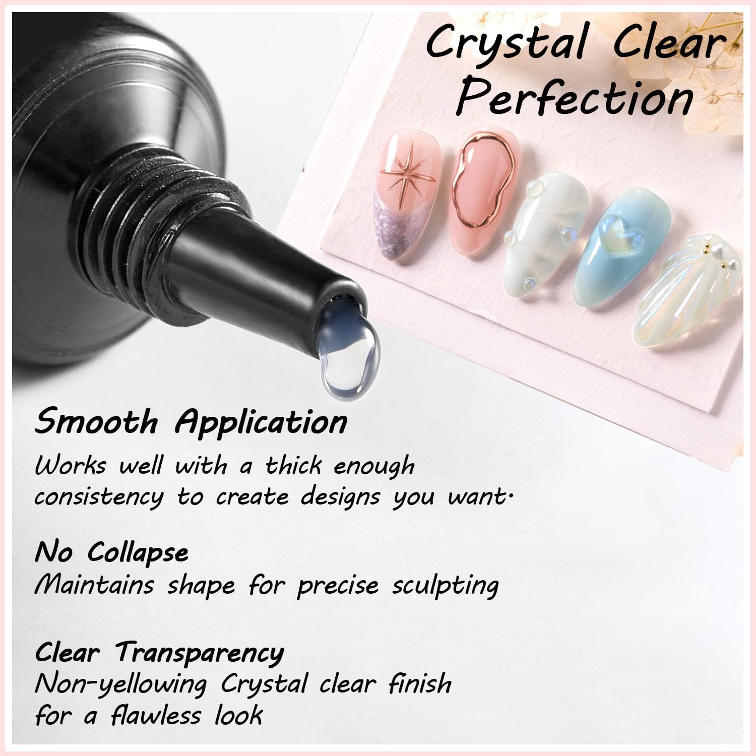 Demonstration of 3D molding gel for acrylic nail art