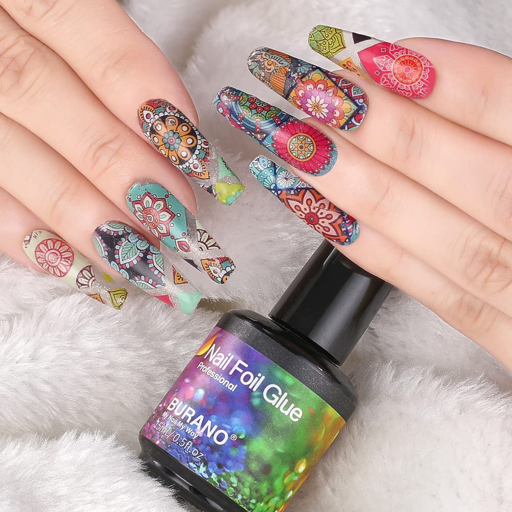 Using Burano glue to apply metallic foil on nails