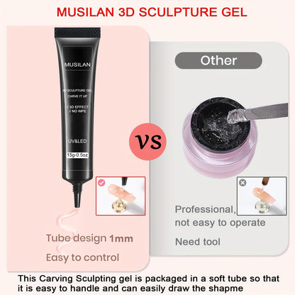 Side profile of 3D nail glue tube for precision carving