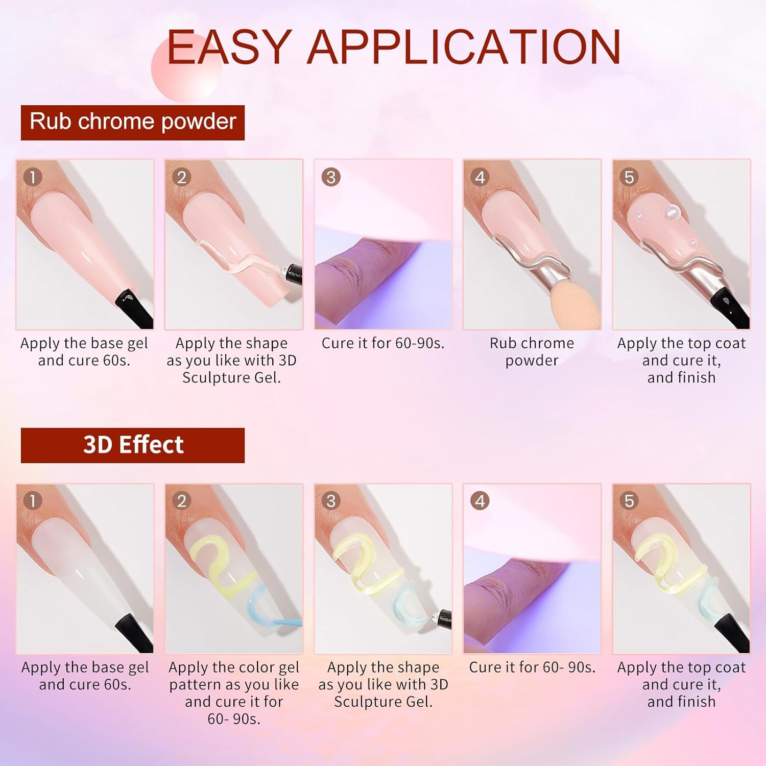 Professional 3D nail art created with sculpting builder gel
