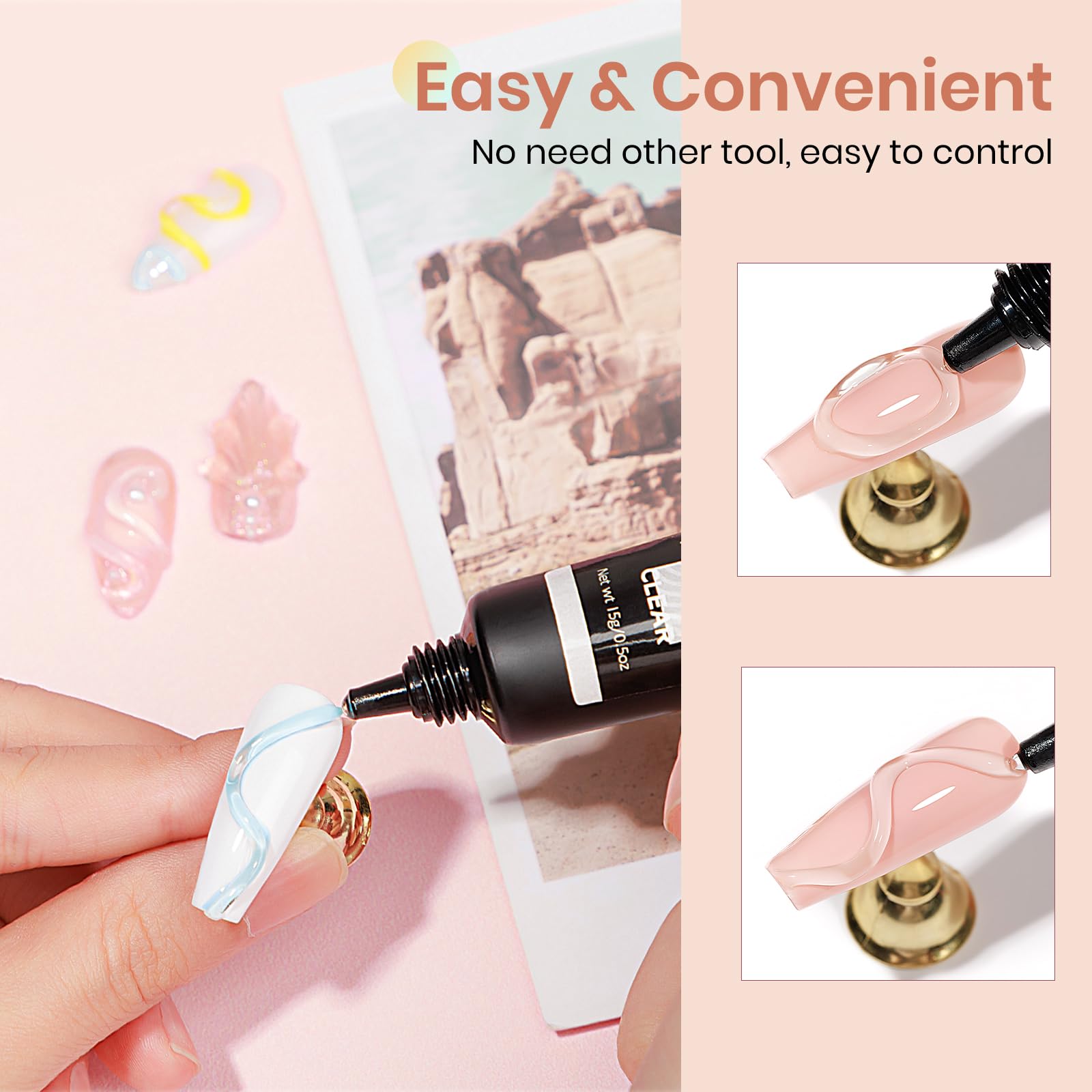 Mizhse clear sculpting gel tube for 3D nail art design