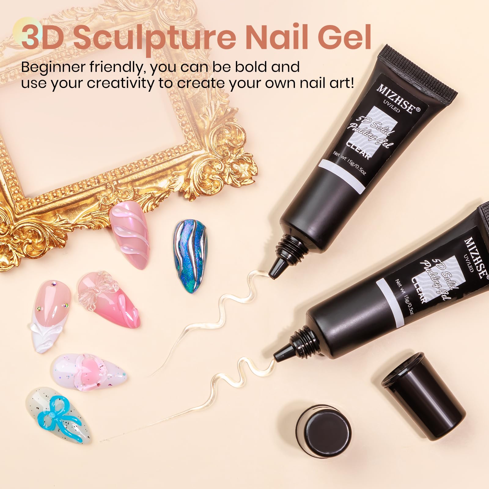 Using Mizhse 3D gel to apply rhinestones to fingernails