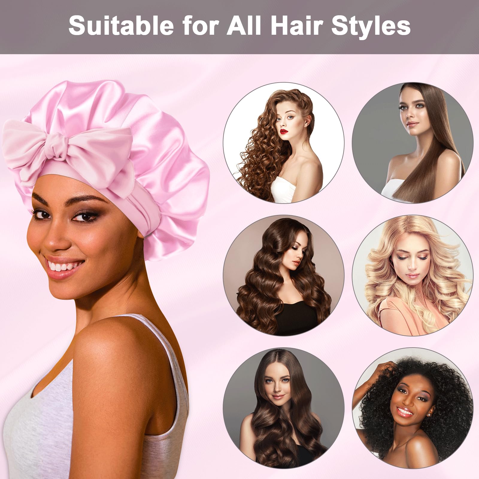 Premium smooth satin hair bonnet fabric texture and double sided lining quality