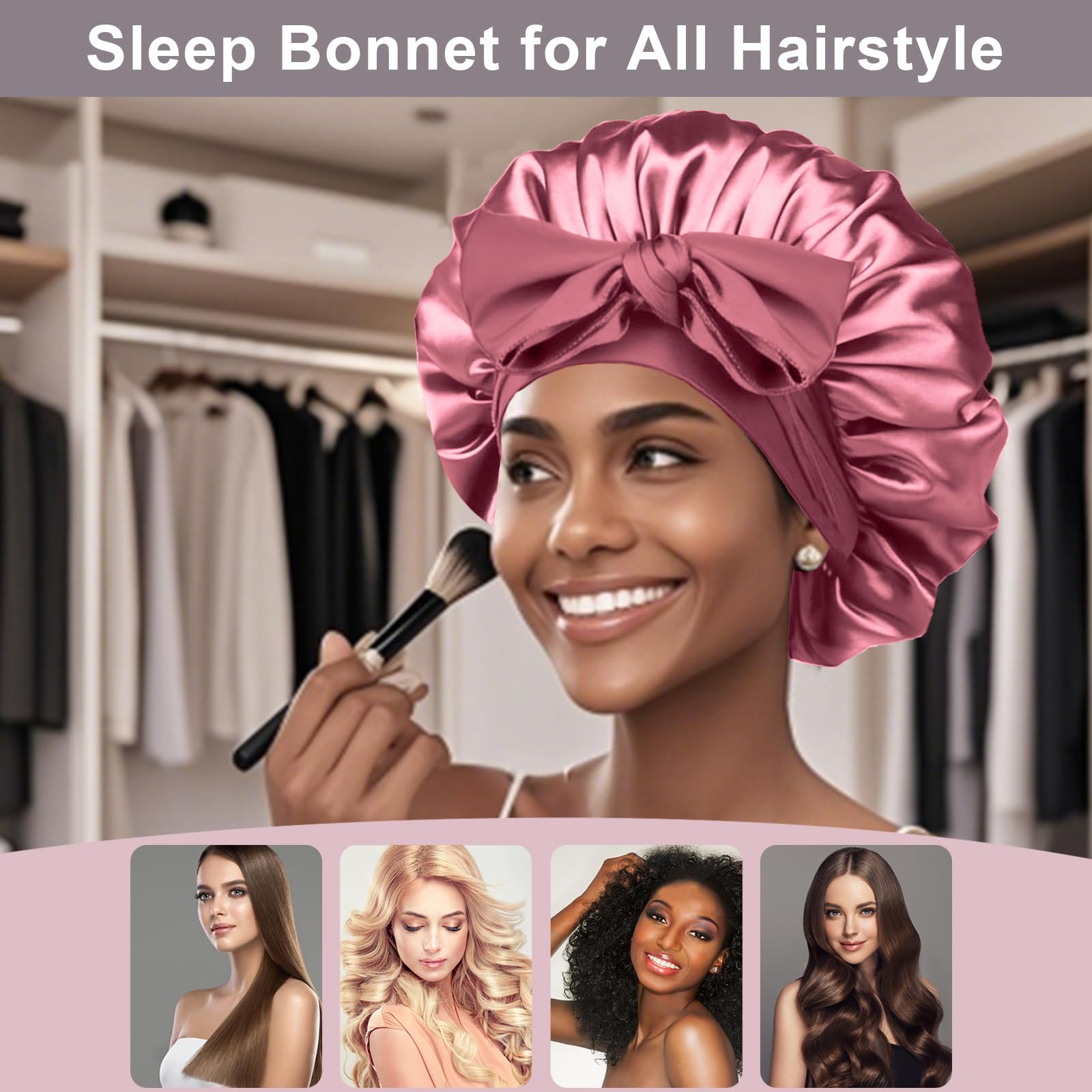 FIRSTPELLA hair wrap for sleeping showing the soft double-sided satin material lining