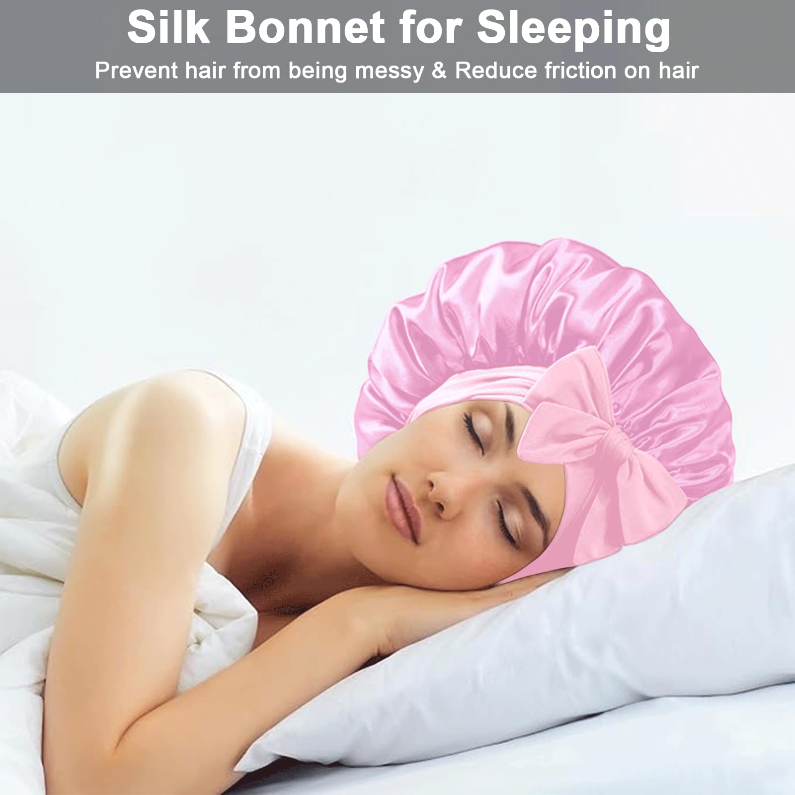 Comfortable non slip elastic wide tie band bonnet demonstrating customized forehead fit