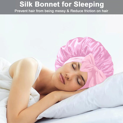 Comfortable non slip elastic wide tie band bonnet demonstrating customized forehead fit